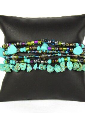 Czech Glass Bead TURQUOISE, BLUE MULTI Bracelet